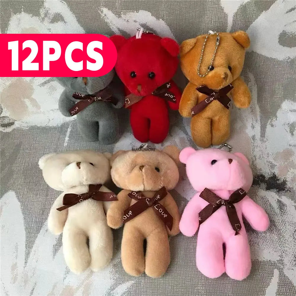 Llavero de peluche animado de osito a cuadros, bonito y suave, regalo de Navidad cómodo y agradable al tacto.