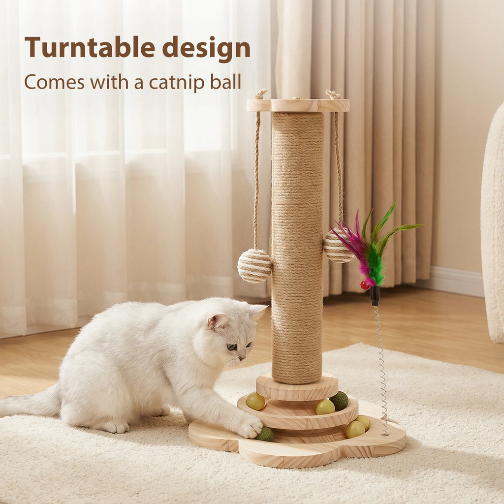 Tiragraffi in legno e sisal per gatti, 46 cm