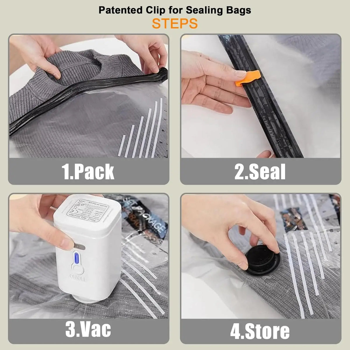 10-15-20pcs Thickened Vacuum Storage Compression Bag with Wireless Pump, Transparent Quilt Vacuum Bags, Storage Bags, Household Clothing Storage and Sorting Bag 3 Sizes with Clips for Travel & Home