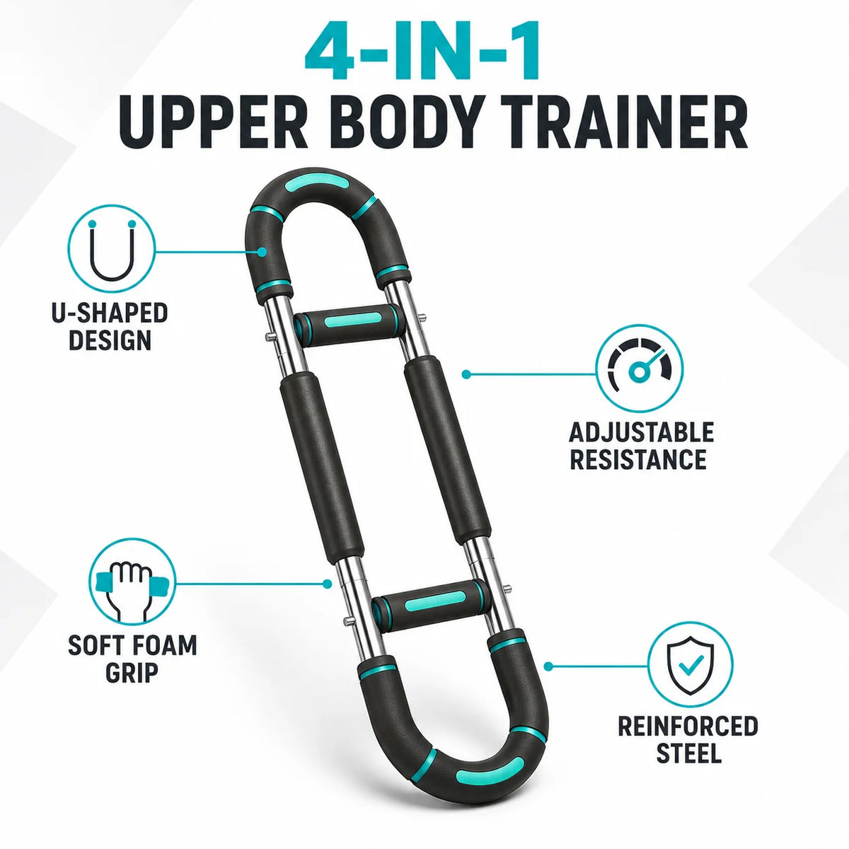 Verstellbarer U-förmiger Unterarmtrainer mit Federwiderstand von 60–100 Lbs, Trainingsgerät für Brust und Trizeps mit rutschfesten Griffen, tragbare Oberkörper-Fitnessausrüstung für Damen und Herren