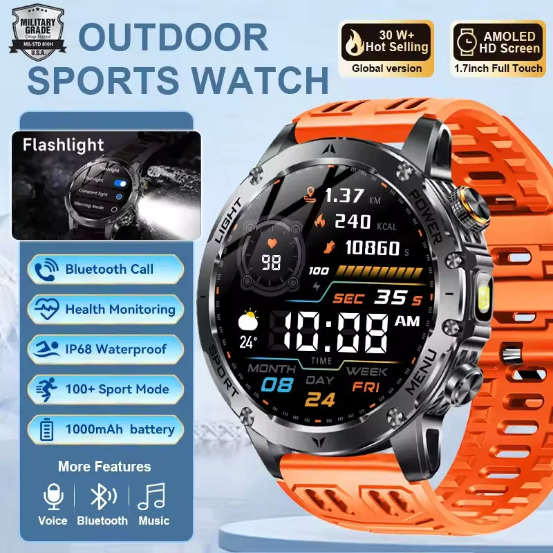 GUHUAVMI AK87 1.7″ AMOLED smartwatch with Bluetooth calls