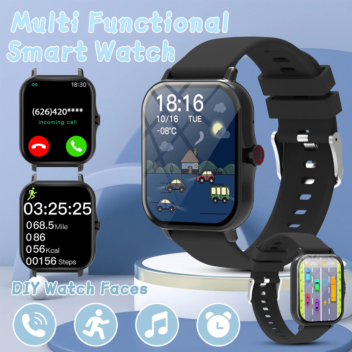 2026 1.83”HD Screen Bluetooth Call Pedometer Waterproof Smart Watch Sports Modes Sleep Monitoring Smartwatch Men Lady Kids Watch