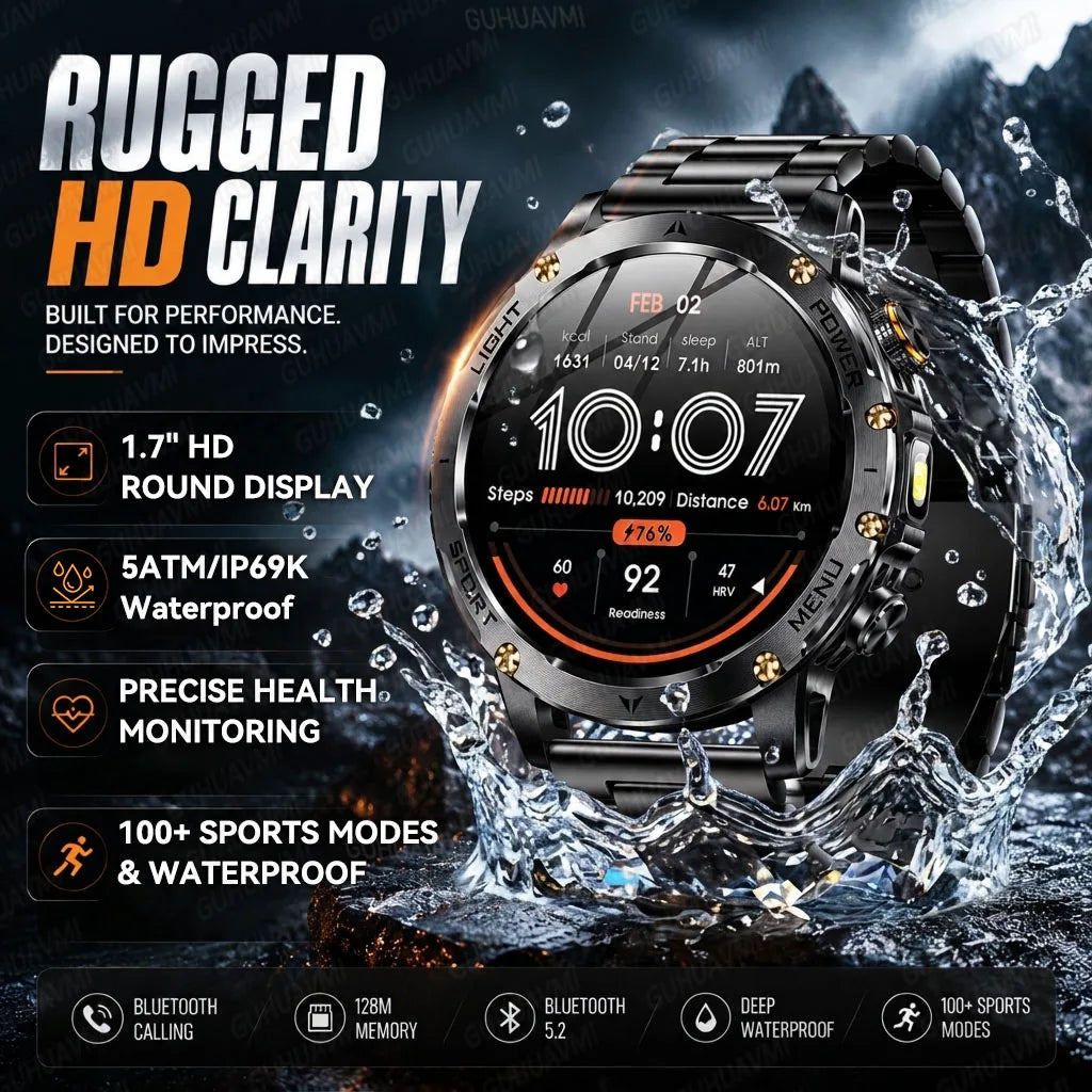 GUHUAVMI AK87 1.7″ AMOLED smartwatch with Bluetooth calls