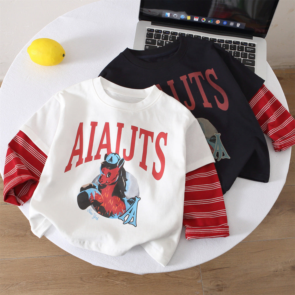 Stylish Layered Long Sleeve Crew Neck Boys' T-Shirt