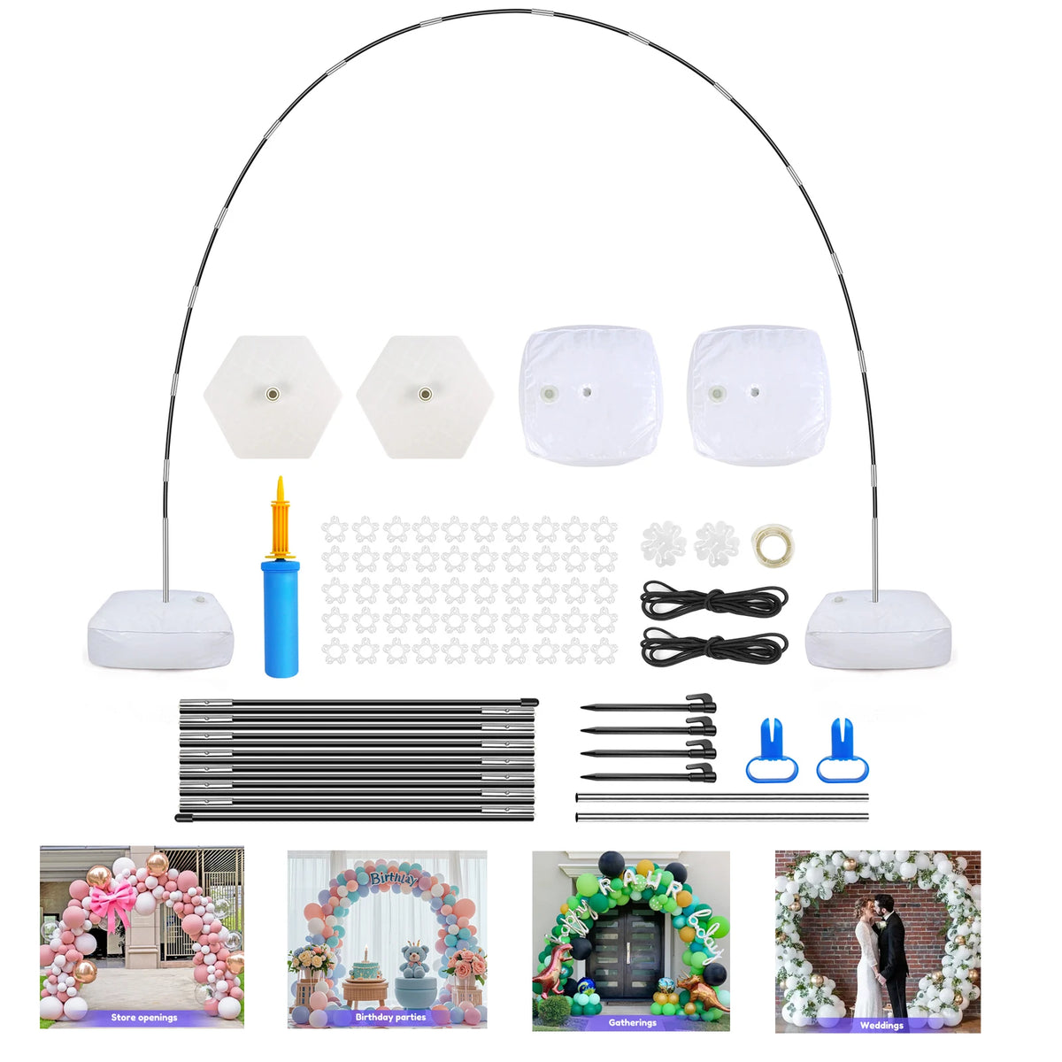 Soporte para globos ajustable con base, kit para arco semicircular de globos, ideal para cumpleaños, bodas y baby showers