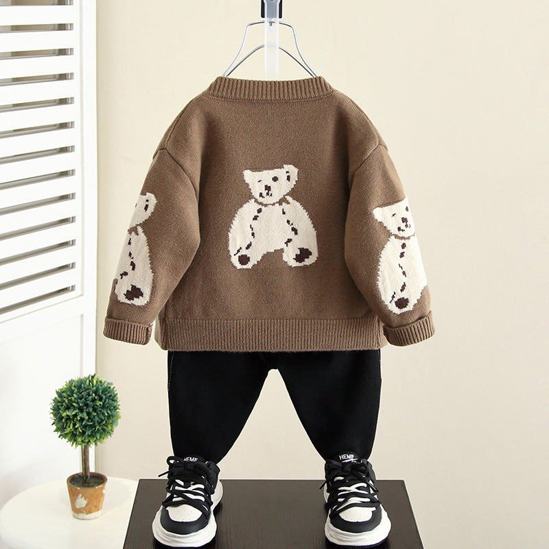 Boys' Knit Open Cardigan Sweater Spring Autumn Toddler Kids Outerwear