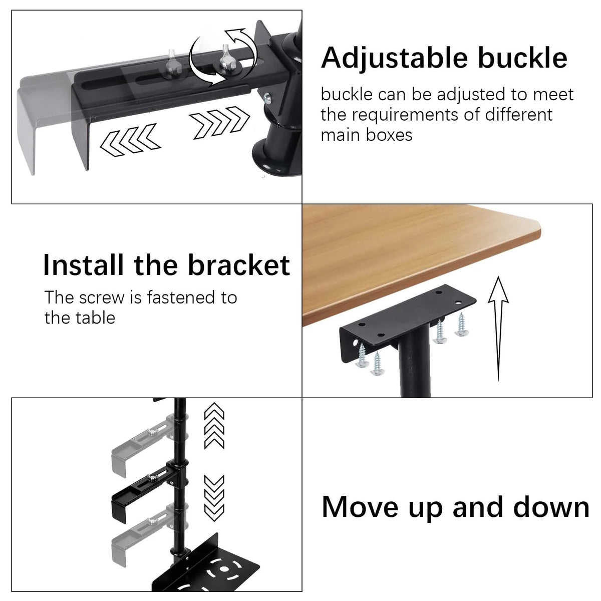 Adjustable Under-Desk Steel Computer Tower Holder