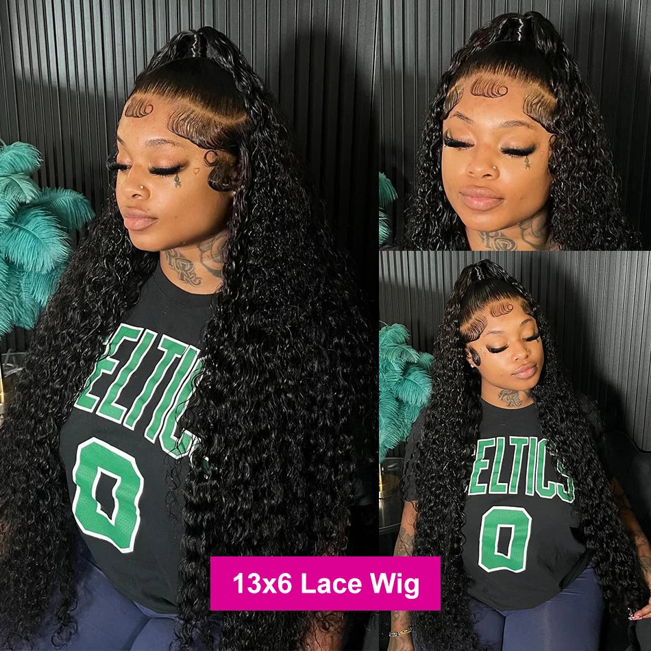 Perruque Lace Frontal Deep Wave 13x6 HD, perruque en cheveux humains brésiliens, perruque bouclée 30 à 40 pouces, perruque Lace Frontal 13x4 pour femmes