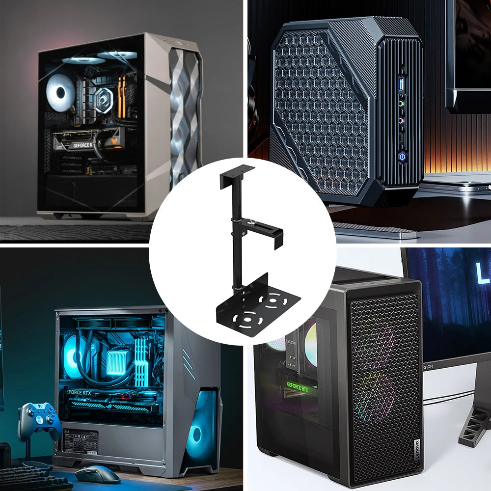 Adjustable Under-Desk Steel Computer Tower Holder
