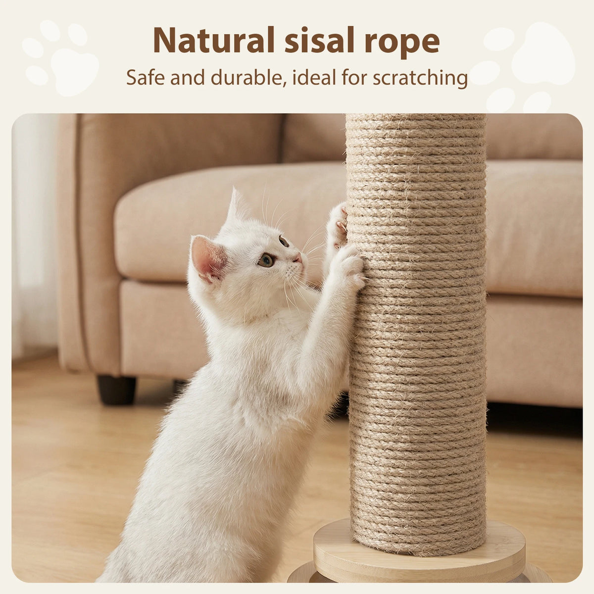Tiragraffi in legno e sisal per gatti, 46 cm