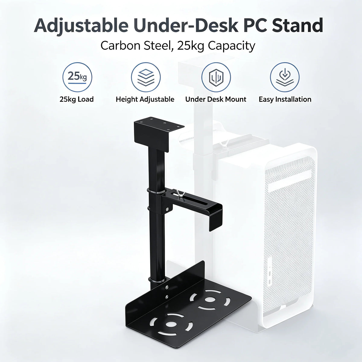 Adjustable Under-Desk Steel Computer Tower Holder