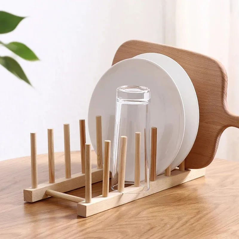 Organisateur de rangement de cuisine, égouttoir à vaisselle multifonctionnel en bois, accessoires de cuisine