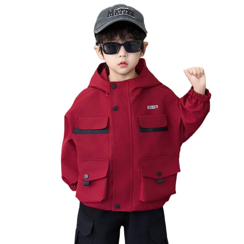 Children’s Hooded Windbreaker Jacket – Purple or Red