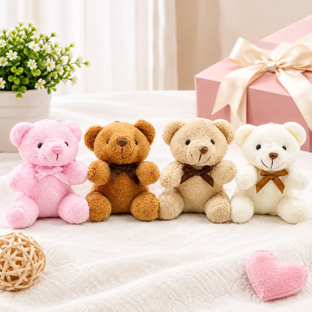 Llavero de peluche animado de osito a cuadros, bonito y suave, regalo de Navidad cómodo y agradable al tacto.