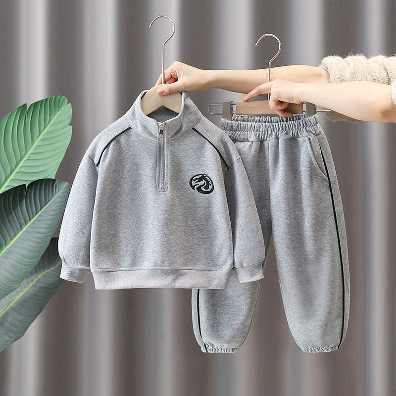 Stylish Boys' Casual Sweatshirt Set Spring Autumn Sports Two-Piece Tracksuit
