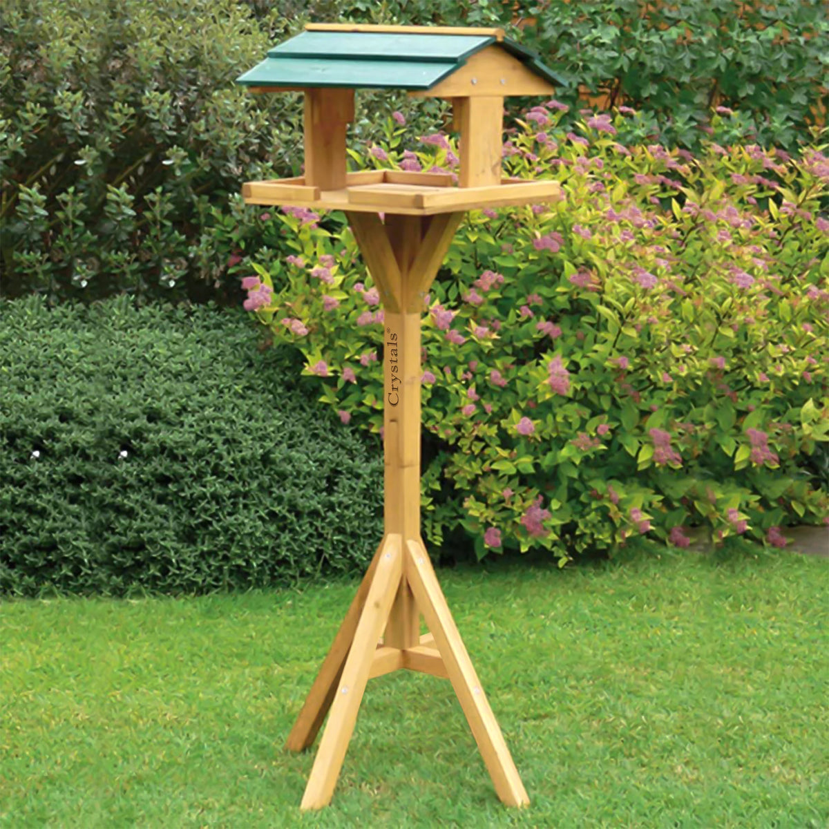 Mesa tradicional de madera para pájaros, comedero para aves de jardín con soporte independiente