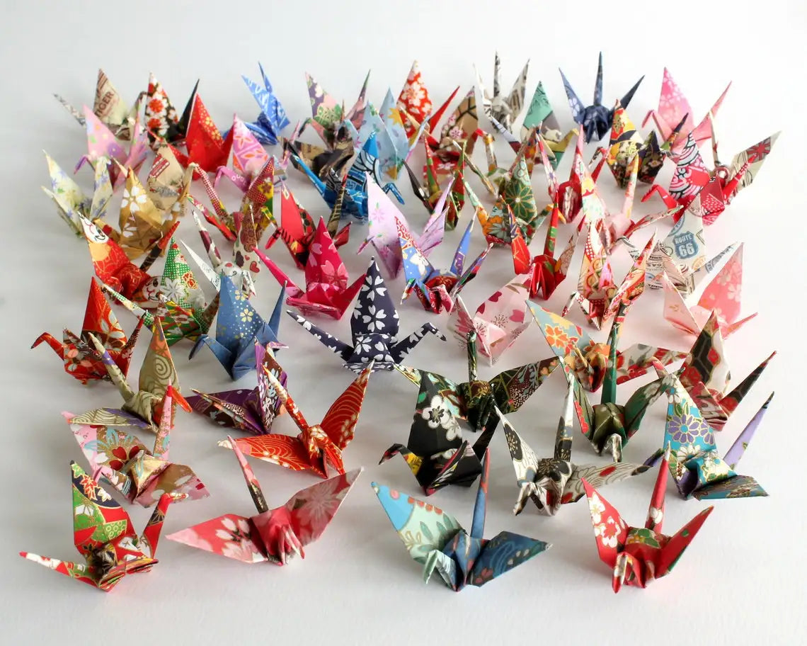 50PCS or 100PCS Wholesale Folded Origami Washi Paper Cranes Premade Bird DIY Handmade Mother's Day Home Party Decorations