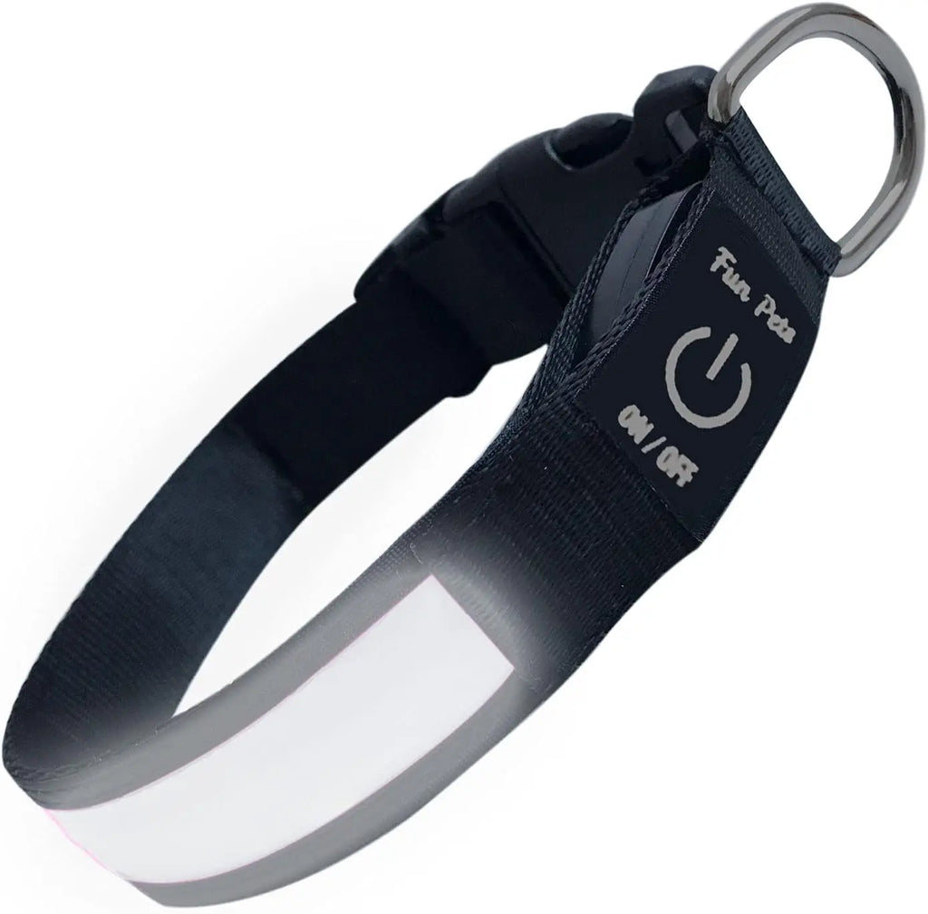 Collier pour chien en nylon avec LED de sécurité clignotante pour la nuit, lumineux dans le noir, laisse pour chien, accessoire fluorescent lumineux pour chien