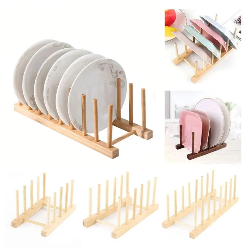 Organizador de almacenamiento para cocina, multifuncional, con escurridor de vajilla, de madera, accesorios de cocina