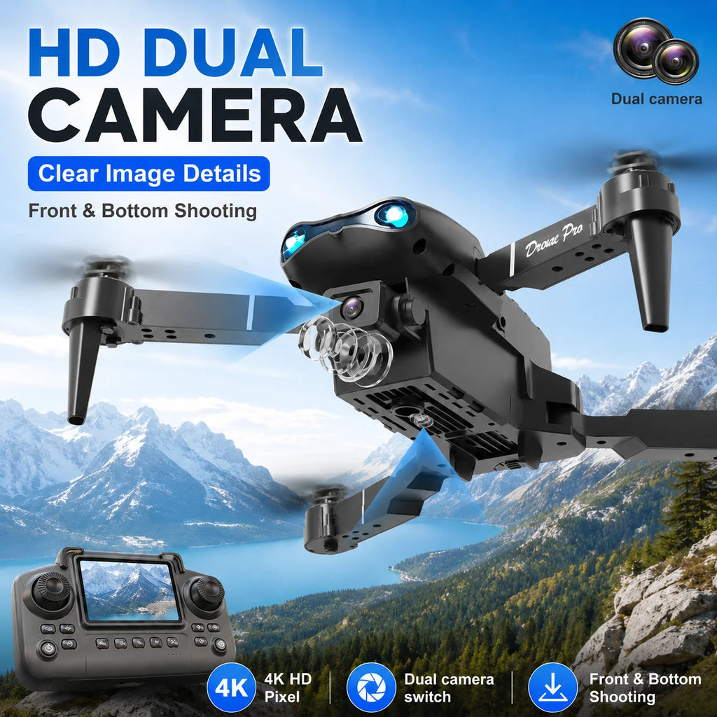 ZNLYRION Dron RC 4K con Control Remoto con Pantalla  Cámara Dual Posicionamiento de Flujo Óptico Evitación de Obstáculos Plegable FPV WIFI Control por APP Regreso con Tecla 360° Voltereta Cuadricóptero Juguete para Principiantes