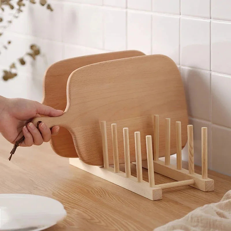 Organisateur de rangement de cuisine, égouttoir à vaisselle multifonctionnel en bois, accessoires de cuisine