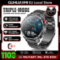 New Men Military 1100mAh Durable Large Battery Smart Watch 1.7" HD Large screen With LED Flashlight Compass Heart Rate Bluetooth Call IP68 Waterproof Sports Smartwatch