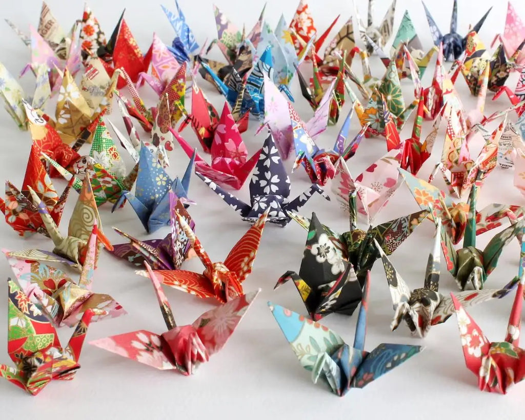 50PCS or 100PCS Wholesale Folded Origami Washi Paper Cranes Premade Bird DIY Handmade Mother's Day Home Party Decorations