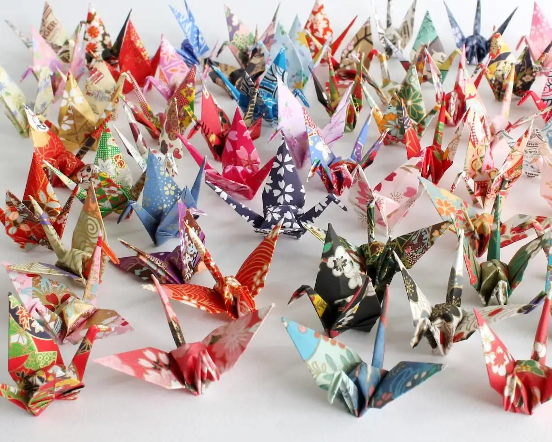 50PCS or 100PCS Wholesale Folded Origami Washi Paper Cranes Premade Bird DIY Handmade Mother's Day Home Party Decorations