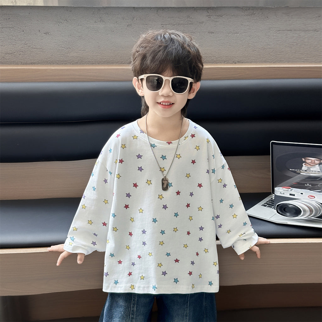 Boys' Fashion Star Print Long Sleeve T-Shirt