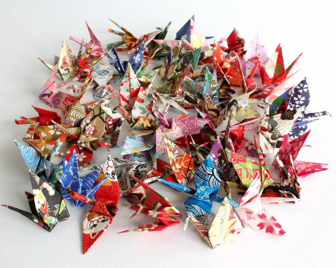 50PCS or 100PCS Wholesale Folded Origami Washi Paper Cranes Premade Bird DIY Handmade Mother's Day Home Party Decorations