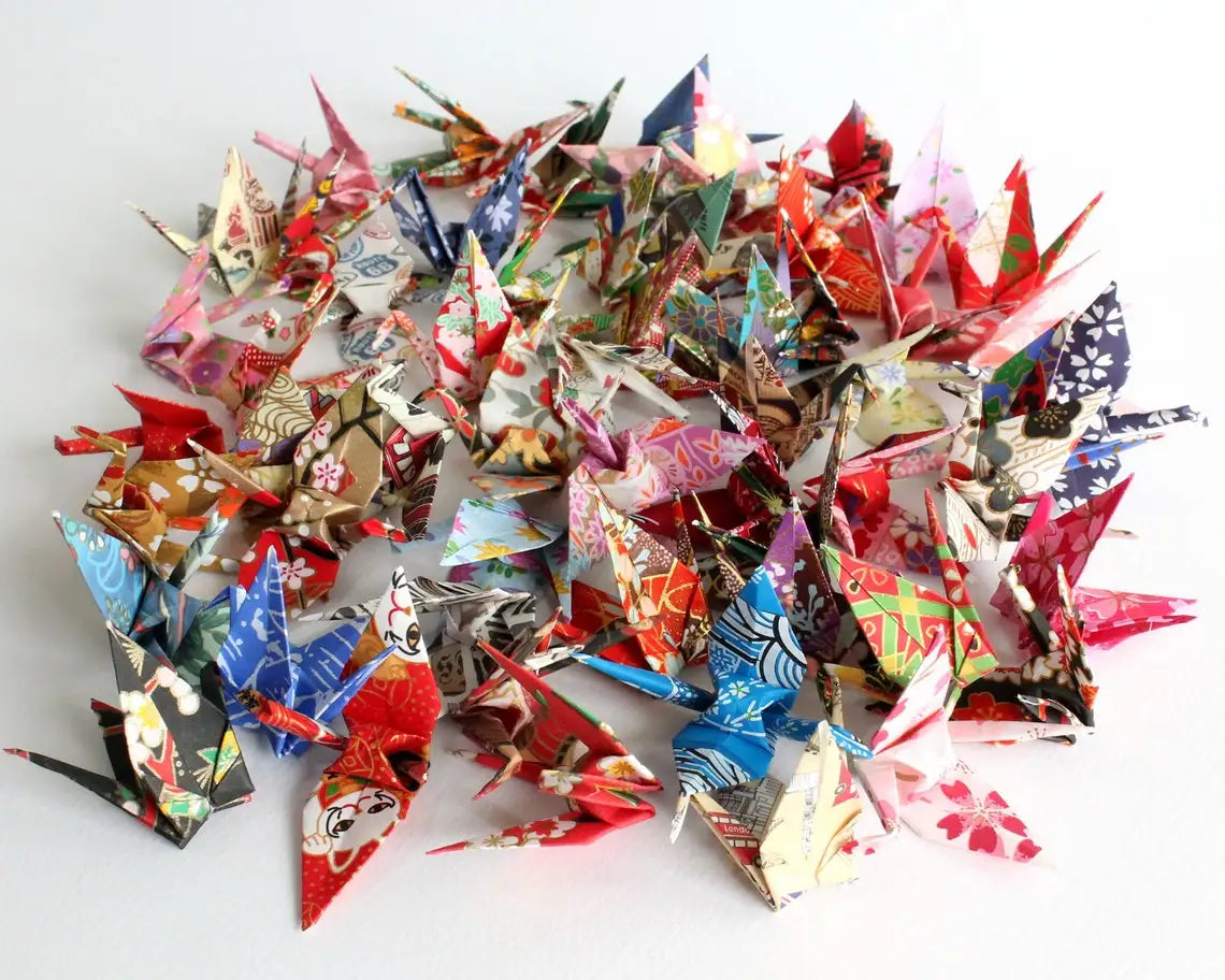 50PCS or 100PCS Wholesale Folded Origami Washi Paper Cranes Premade Bird DIY Handmade Mother's Day Home Party Decorations