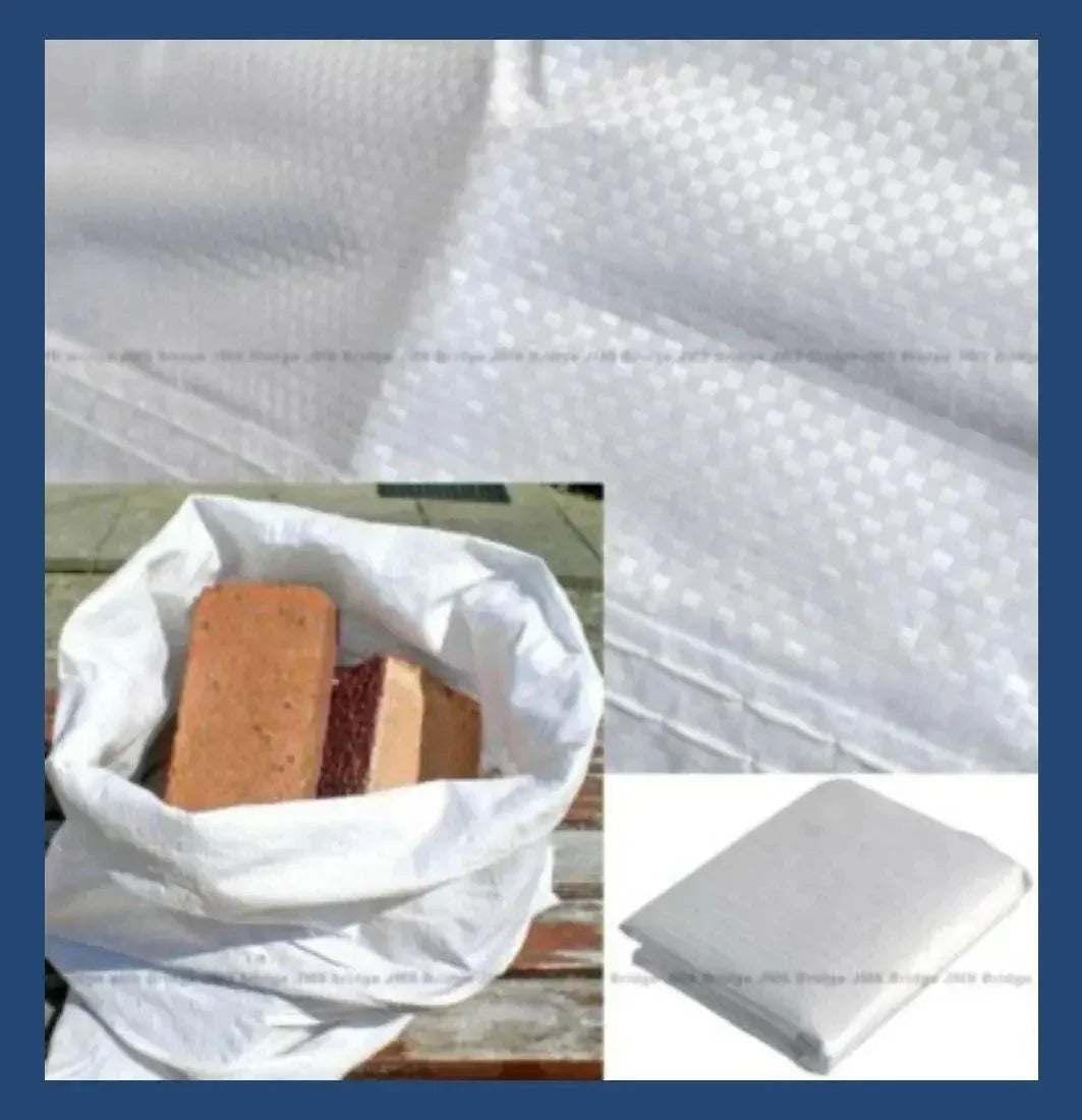 100 X Woven Rubble Sacks, Reusable White Woven Plastic Bags, Polypropylene Builder Bag 33 Inch X 22 Inch (85 cm X 55 cm)