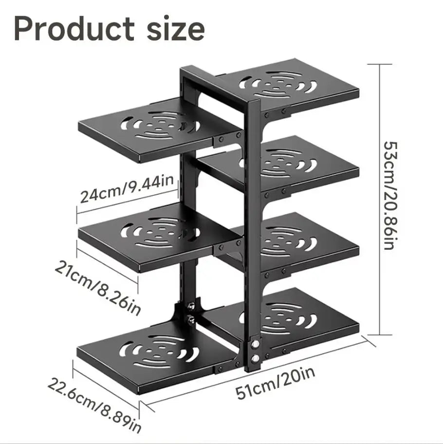 Organizador de ollas ajustable, estante de almacenamiento de acero al carbono para cocina, organizador de ollas y sartenes multicapa para el hogar