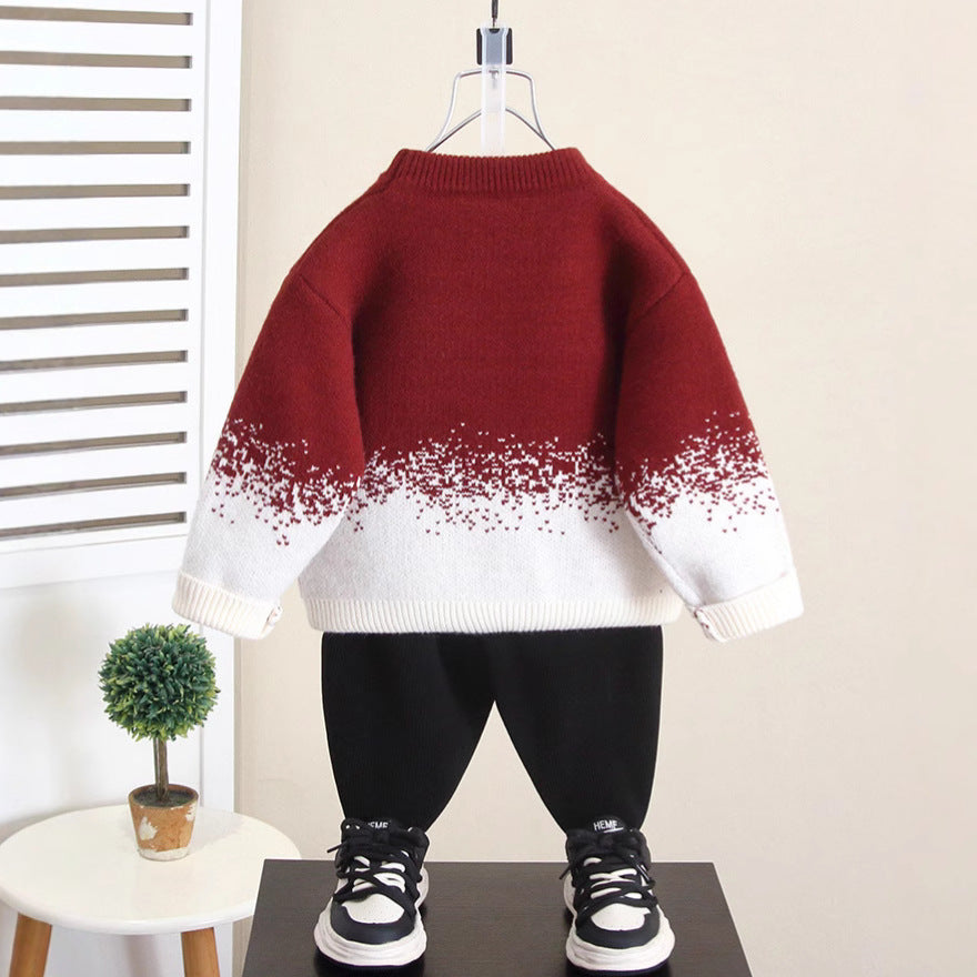 Boys Autumn Winter Thick Knit Sweater