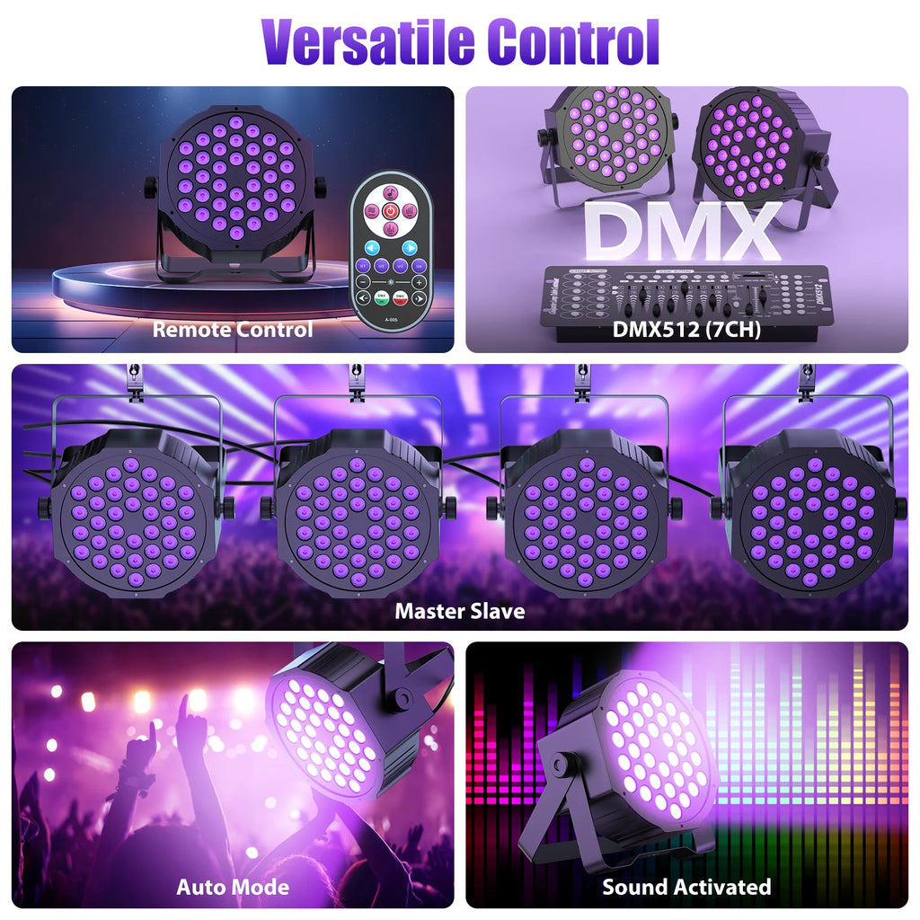 LeLeght 108W Par-Spotlight 36 LED Licht RGB DMX512 mit Fernbedienung für Disco, Bühne, DJ, Party, Show, Bar, Halloween, Weihnachten
