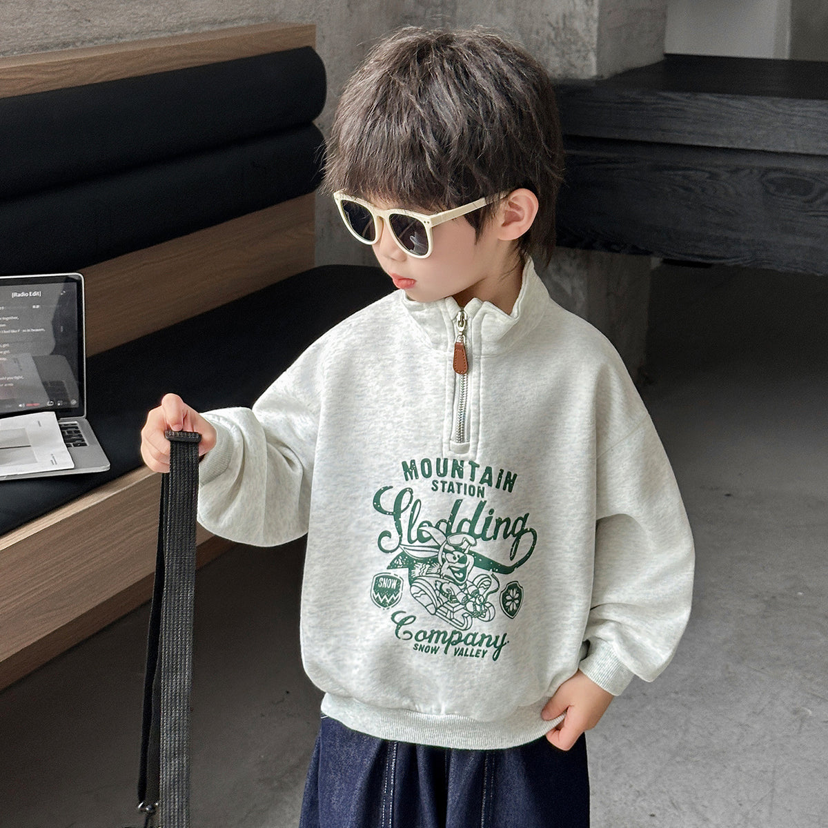 Half Zip Kids Boys Sweatshirt