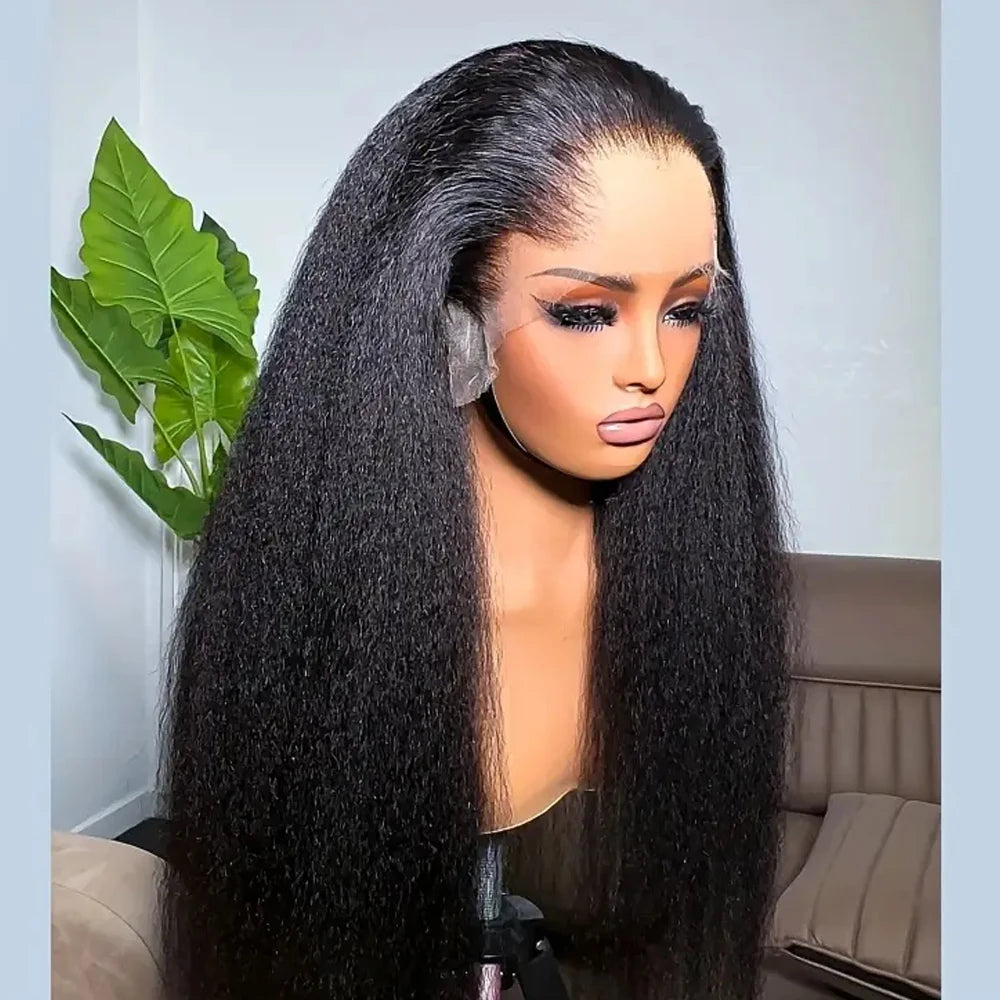 Perruque Lace Front 13X4 Kinky Straight, Perruque Lace Frontale HD Lisse Yaki Sans Colle, Perruques en Cheveux Humains Bouclés Bruts Vietnamiens, Closure HD 5x5 Wear And Go Perruques Sans Colle Densité 250% En Promotion Liquidation