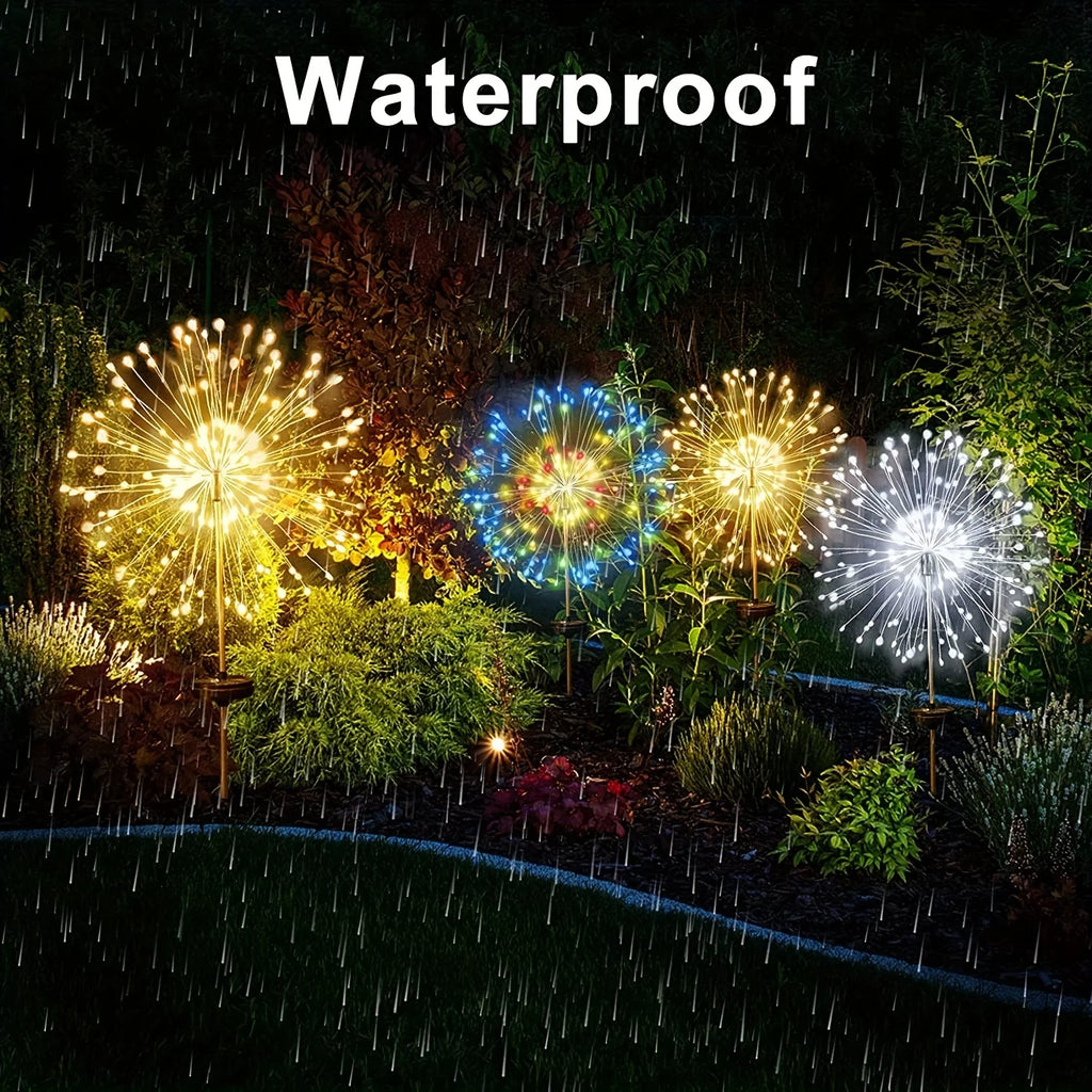 1 lot de feux d'artifice solaires pour extérieur, éclairage décoratif pour jardin, patio, Halloween, Noël, mariage, décoration murale
