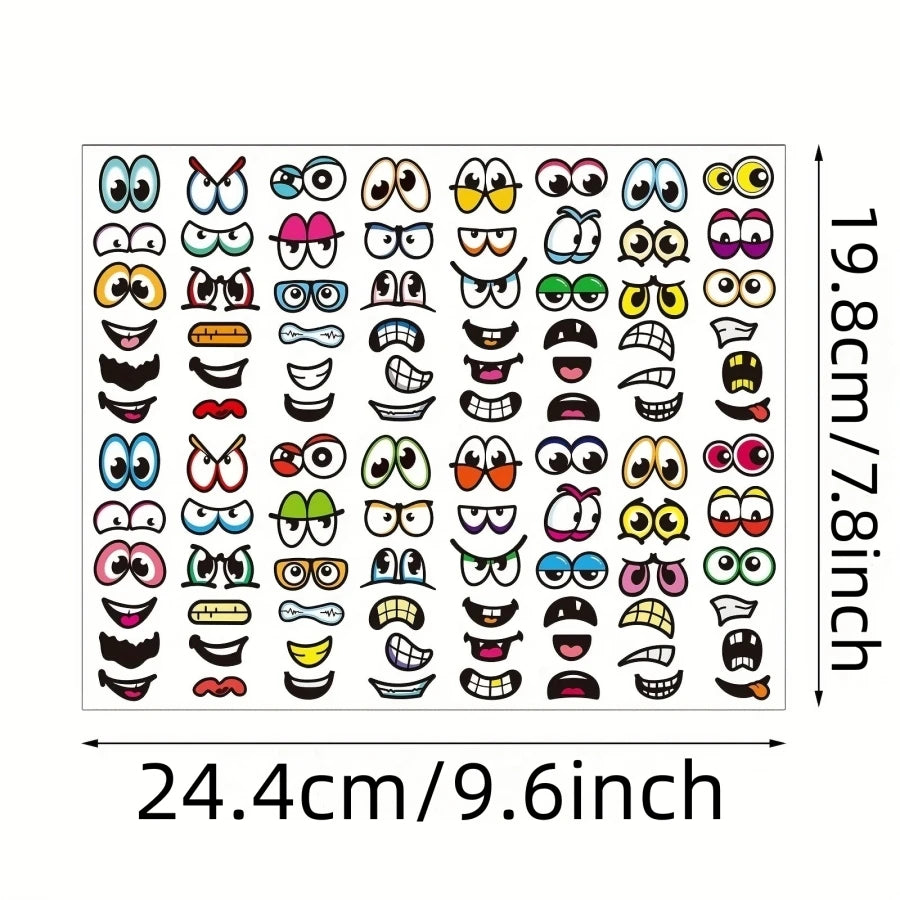 480 Pcs Color Funny Eyes and Mouth Stickers for Scrapbooking, DIY Halloween Decoration, Self-Adhesive Face Parts Stickers