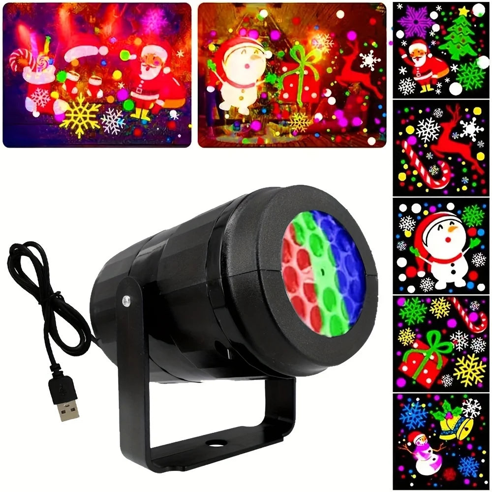 1pc Snowflake Christmas Night Projector Light,16 Patterns Waterproof Rotating Christmas LED Stage Lights Christmas Decoration