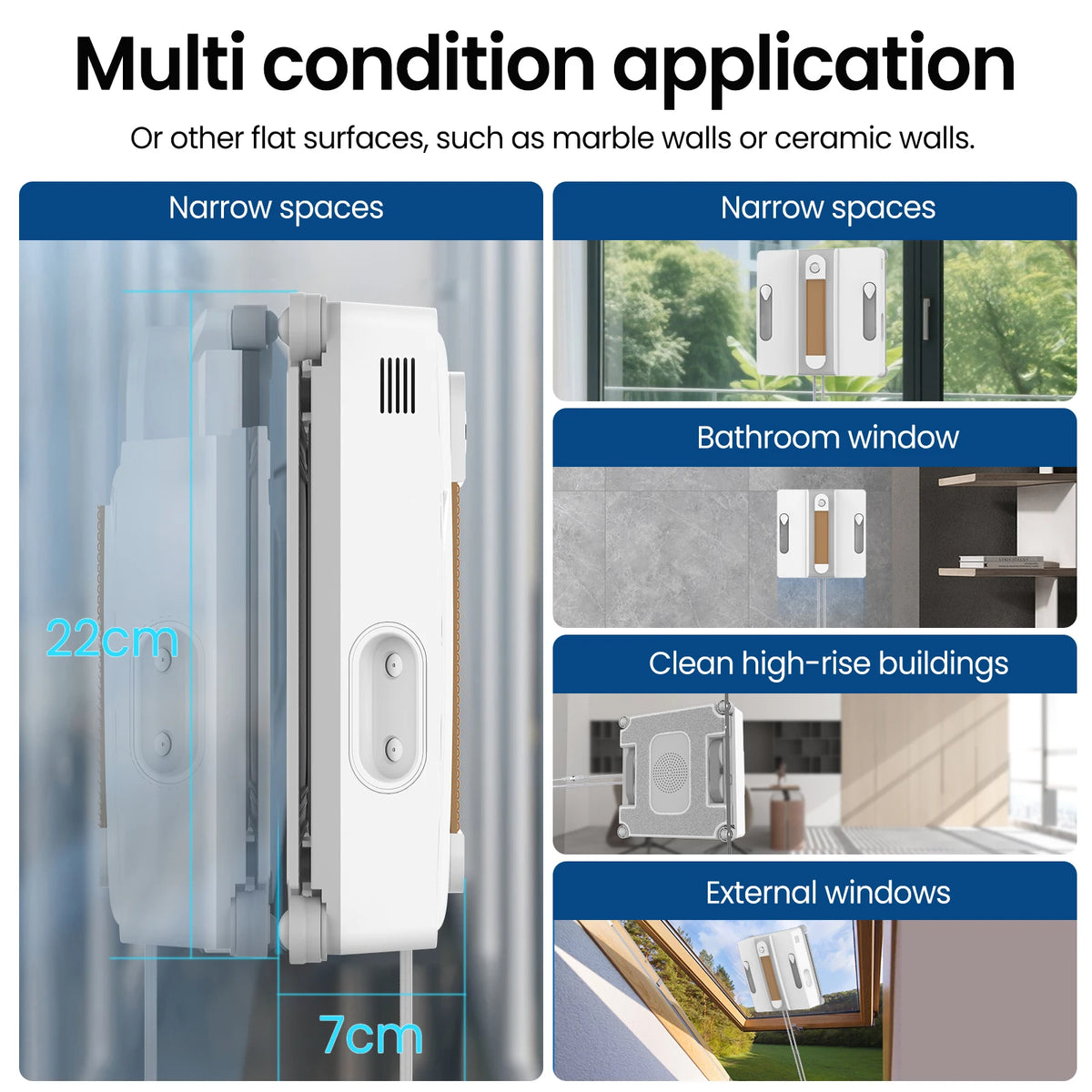 3200Pa Automatic Intelligent Window Vacuum Robot Cleaner, Four-Hole Water Spray Smart Home Glass and Wall Washer, Remote Control