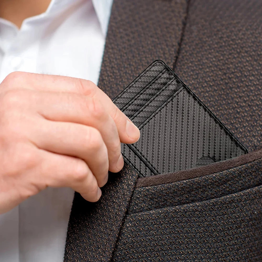 Porte-cartes de crédit fin pour homme en cuir, anti-scan RFID, petit portefeuille