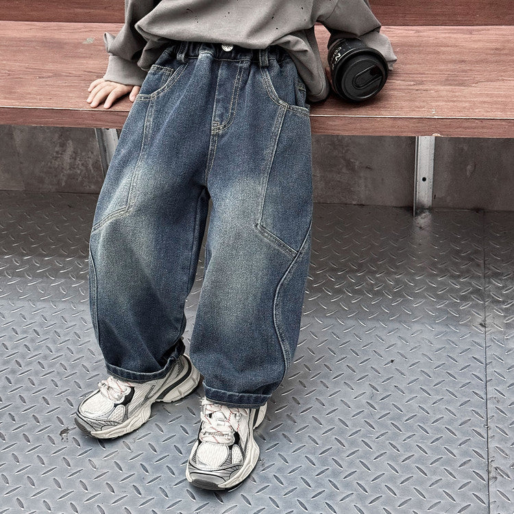 Boys' Straight Leg Denim Pants Spring Autumn Long Jeans for Medium  Large Kids