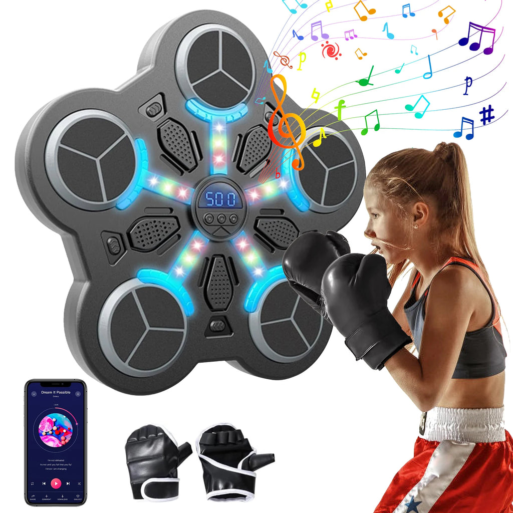 Smart Bluetooth Music Boxing Trainer for Kids with Gloves Interactive Rhythm Safe Design Home Fitness Equipment Portable Compact