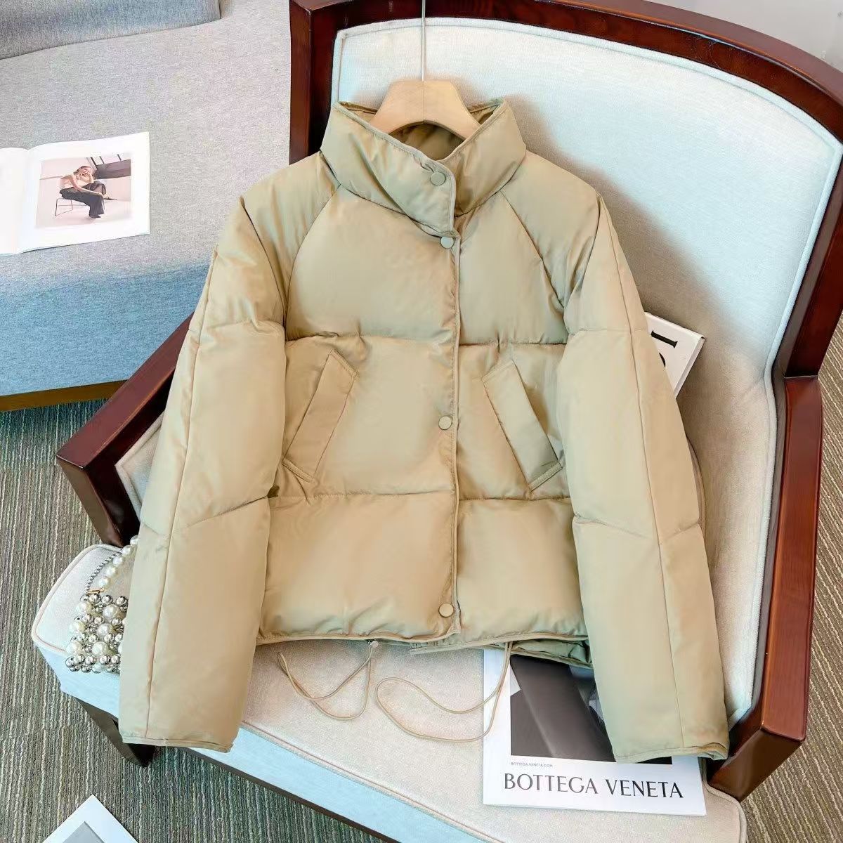 Women's Loose Fit Short Puffer Jacket for Petite