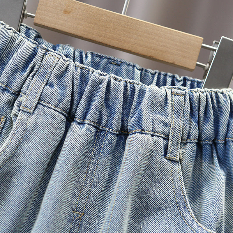 Boys Casual Light Wash Vintage Denim Jeans