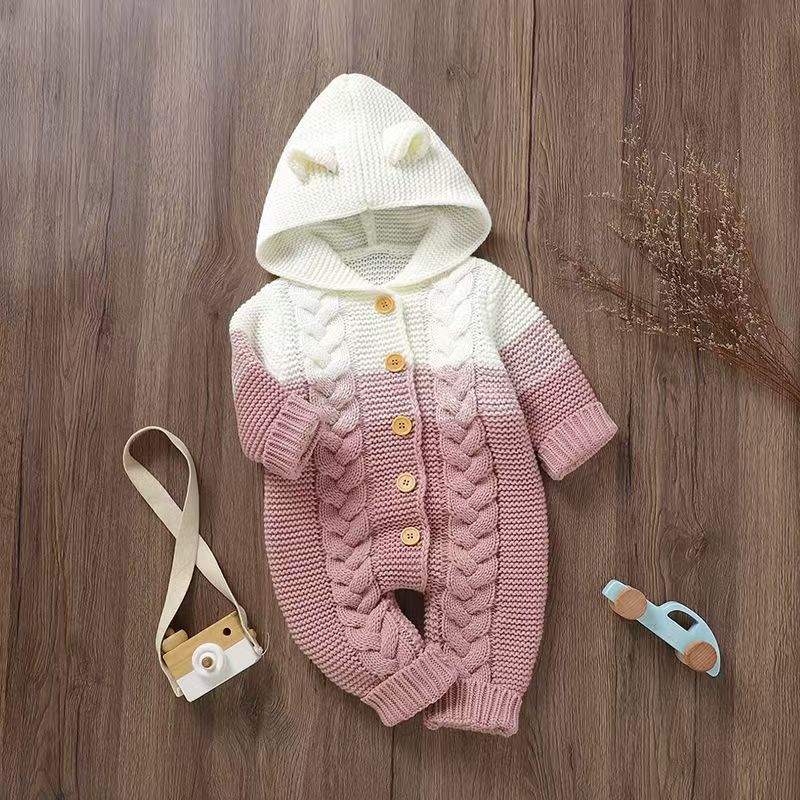 Baby Knitted Onesie Thick Warm Romper Unisex Newborn Clothes Spring Autumn