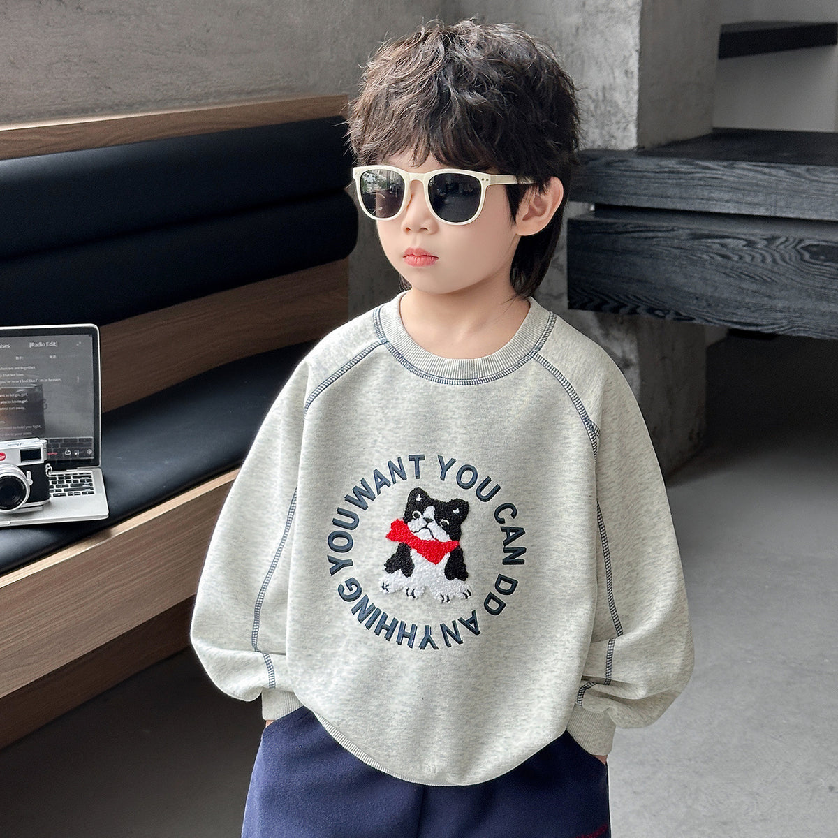 Boys Long Sleeve Crewneck Pullover Sweatshirt