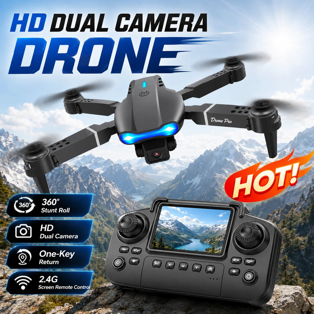 ZNLYRION Dron RC 4K con Control Remoto con Pantalla  Cámara Dual Posicionamiento de Flujo Óptico Evitación de Obstáculos Plegable FPV WIFI Control por APP Regreso con Tecla 360° Voltereta Cuadricóptero Juguete para Principiantes