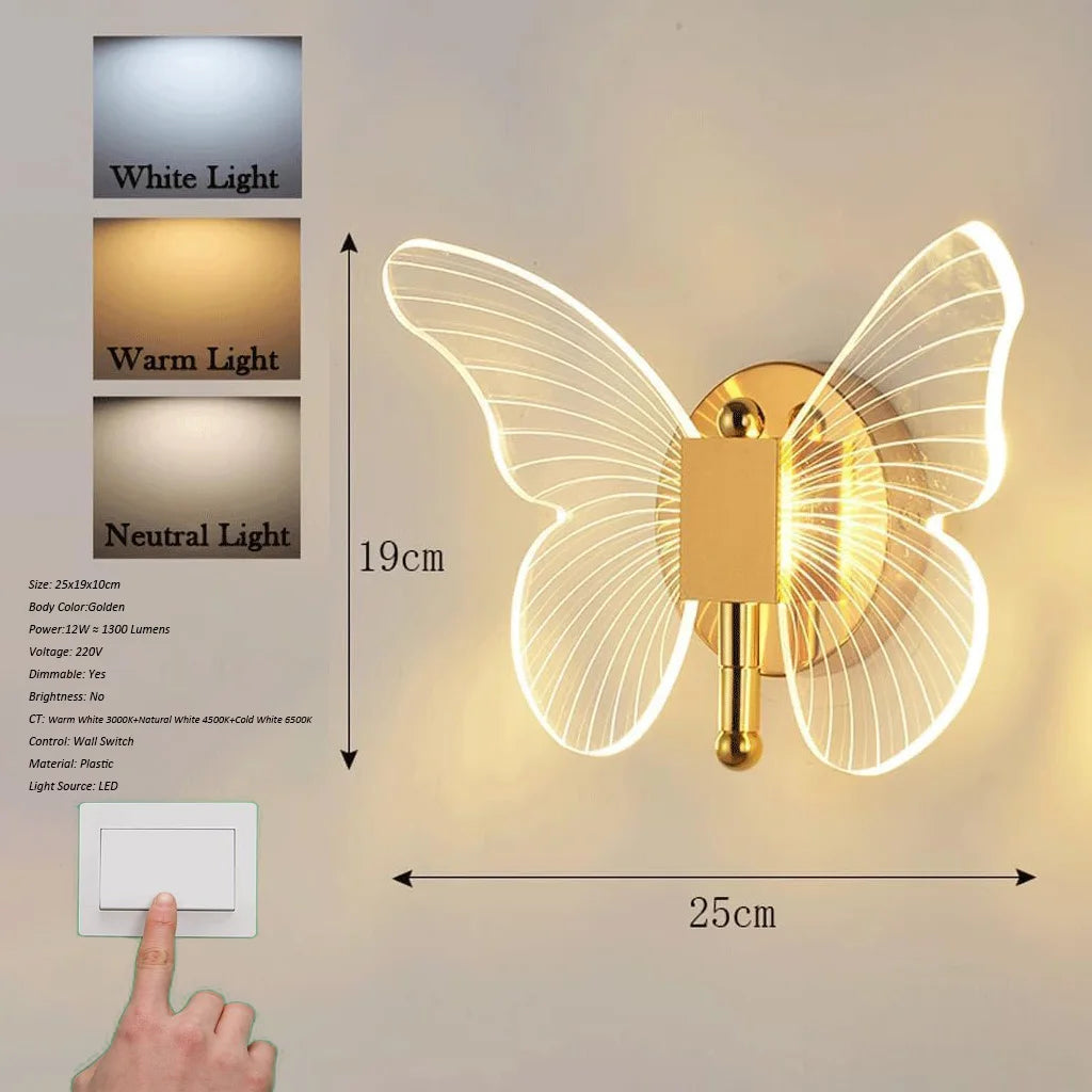LED-Innenwandleuchte, 12 W, dimmbare moderne Wandlampe in Gold, Acryl-Innenwandleuchte für Schlafzimmer, Flur und Veranda